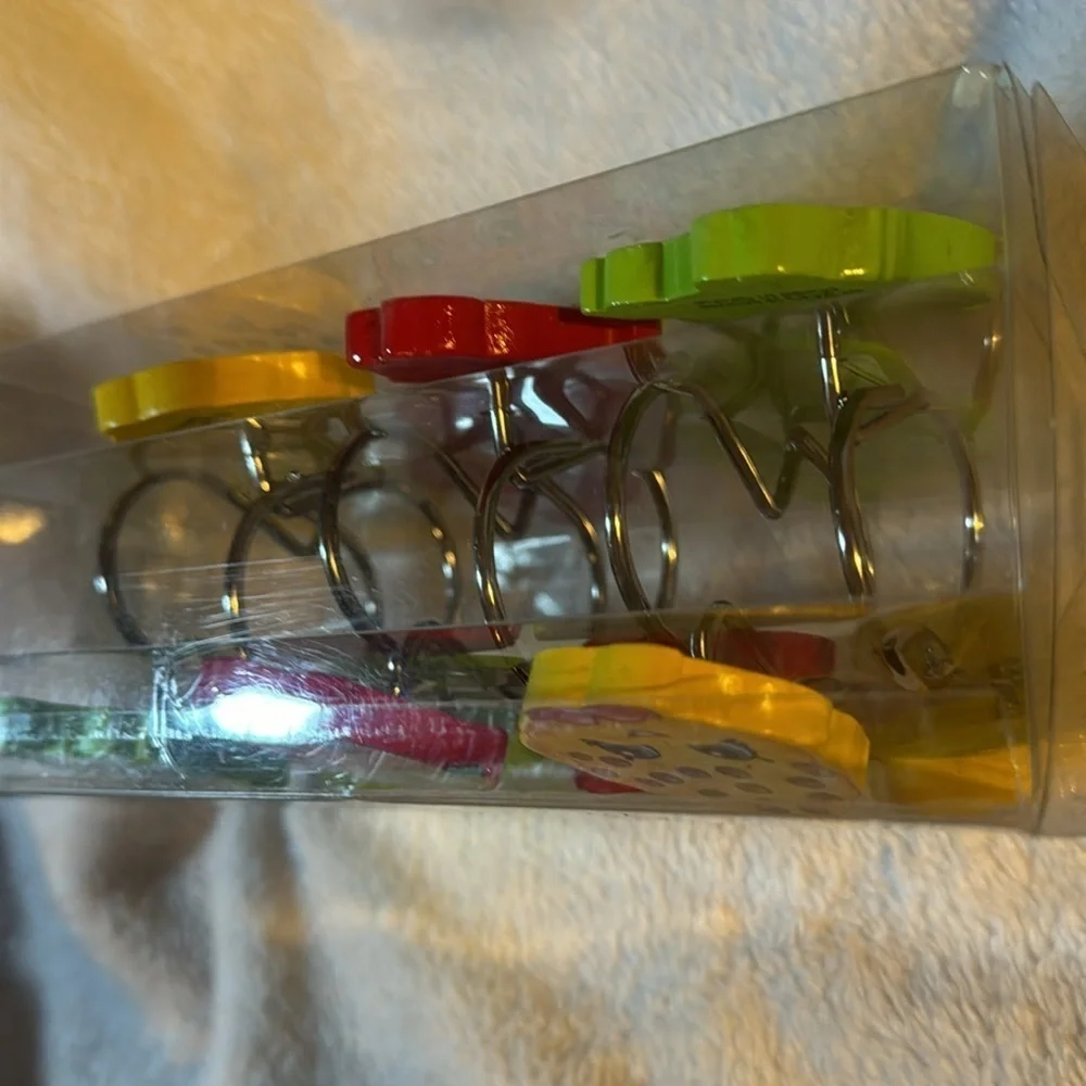 Fun Set of Fruity Shower Curtain Hooks- Set of 12 NIB